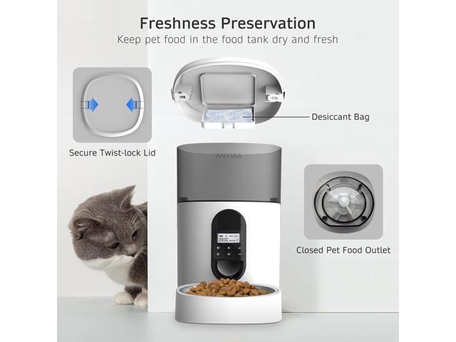 Smart Automatic Cat Feeder, 4L Timed Pet Feeder for Cats with LCD Display, Auomatic Cat Food Dispenser Easy Programmable Portion Control with...