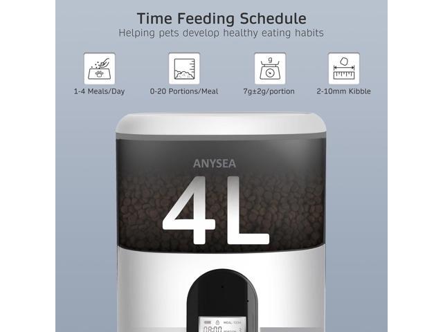 Smart Automatic Cat Feeder, 4L Timed Pet Feeder for Cats with LCD Display, Auomatic Cat Food Dispenser Easy Programmable Portion Control with...