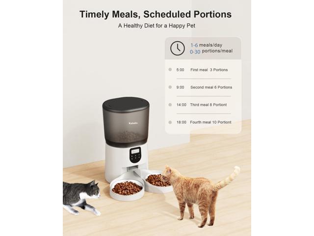 Automatic Cat Feeder for 2 Cats, 6L/25Cups Cat Food Dispenser with 2 Stainless Bowls, Pet Feeder with Timer Setting 30 Portions 6 Meals Per Day for...