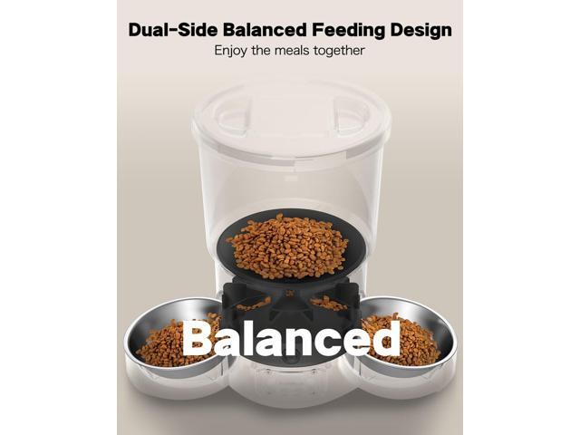 Automatic Cat Feeder for 2 Cats, 3L Cat Food Dispenser Auto Cat Feeder with 2 Stainless Bowls, 10s Meal Call Dual Power Supply and Timer Setting 12...