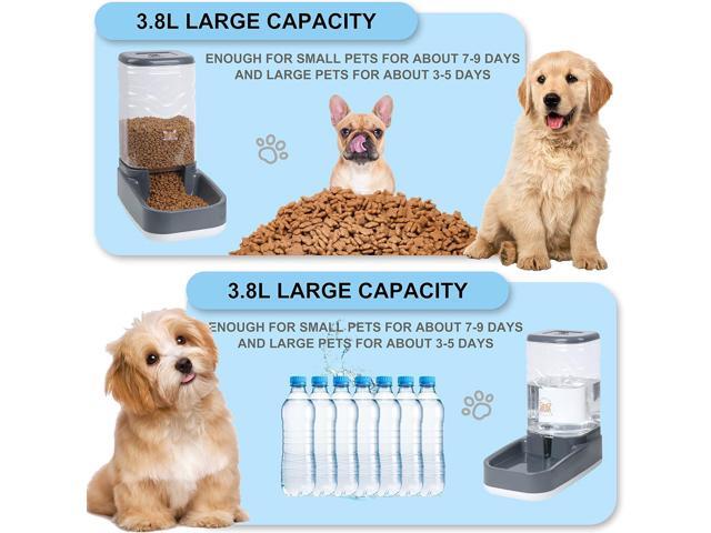 Automatic Pet Feeder and Water Dispenser Set, Dog Cat Gravity Food and Water Dispenser Set with Pet Food Bowl, Automatic Cat Feeder for Small Large...