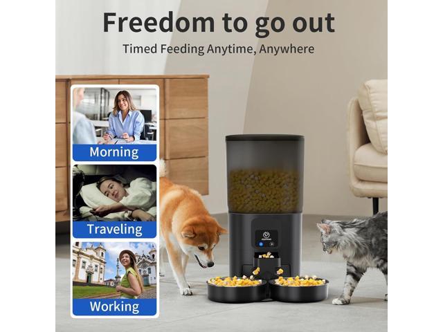 7L Automatic Cat Feeders for 2 Cats - 2.4G WiFi Timed Auto Feeder with APP Control for Remote Feeding, Automatic Cat Food Dispenser with Alexa,...
