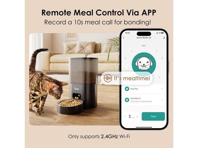 Automatic Cat Feeder and Water Fountain, Rywell App Control 3L Timed Cat Food Dispenser and 85oz/2.5L Automatic Water Dispenser with Quiet Pump,...