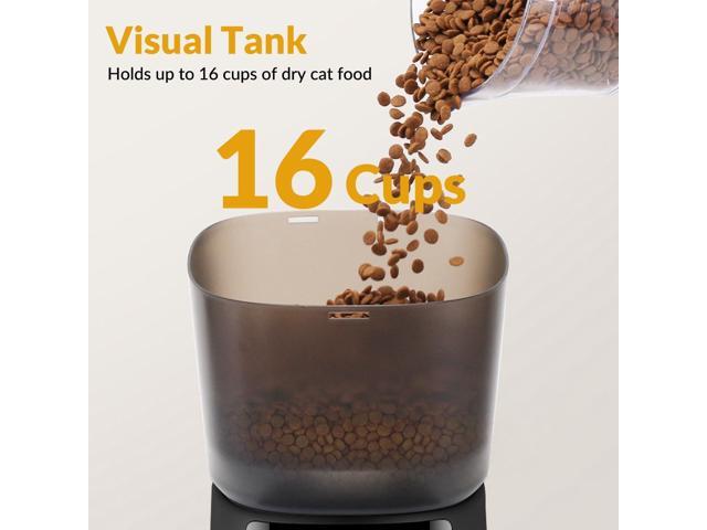 Automatic Cat Feeder and Water Fountain, 4L/16 Cups Automatic Cat Food Dispenser,10s Meal Call and Timer Setting 20 Portions 6 Meals Per Day,Pet...