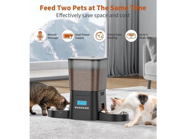 Automatic Cat Feeders for 2 Cats, 3.5L Cat Food Dispenser with Double Bowls,Two Way Splitter Cat Feeder for Dry Food,Programmable 1-6 Meals...