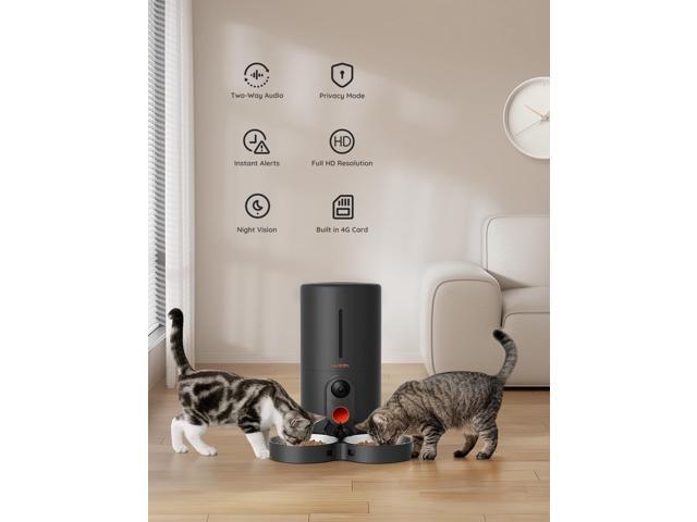 Automatic Cat Feeder with Camera for Two Cats, 1080p HD Automatic Dog Feeder, 5G WiFi Pet Feeder with Night Vision for Cat & Dog, SD Card Storage &...