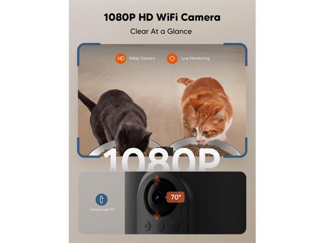 Automatic Cat Feeder with Camera for Two Cats, 1080p HD Automatic Dog Feeder, 5G WiFi Pet Feeder with Night Vision for Cat & Dog, SD Card Storage &...