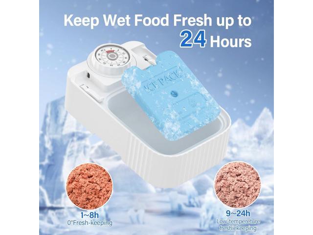 Automatic Timed Cat Feeder - 48 Hour Timer Double Cat Bowl with Dual Ice Pack Refrigerated Dispenser for Puppies and Kittens in Yogurt, Canned and...