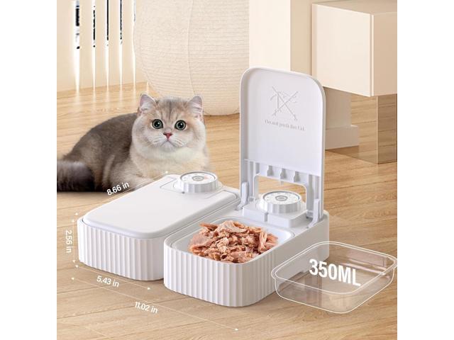 Automatic Timed Cat Feeder - 48 Hour Timer Double Cat Bowl with Dual Ice Pack Refrigerated Dispenser for Puppies and Kittens in Yogurt, Canned and...
