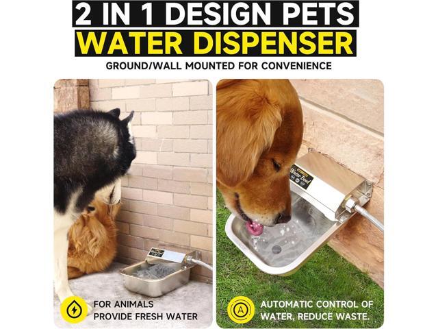 Automatic Water Dispenser for Dogs, 3L /101 oz 304 Stainless Steel Dog Water Feeder, Auto-Fill Large Waterer for Pets & Livestock, Outdoor Dog...