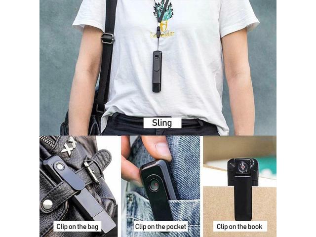 Portable Micro Cam Body Video Audio Recorder USB Voice Recording Pen 1080P back clip Video Audio Recorder One Key Fast Record(Only Camera)(Black)