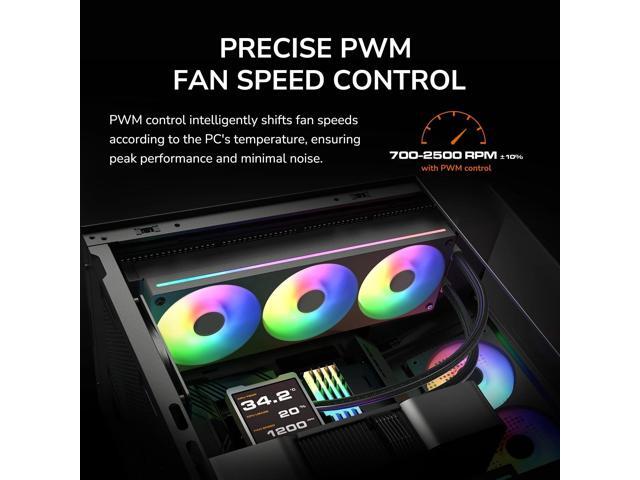 COUGAR Unity 360 - PC CASE FAN - Single-Frame - PWM Control - ARGB Side Strips - Streamlined Cable Design, 360/Forward/Black