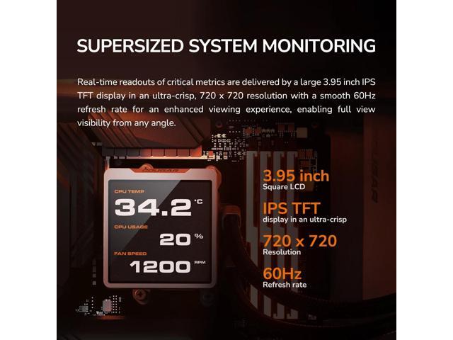 COUGAR CPU Liquid Cooler Poseidon Vistek Series, High-Definition, Real-Time System Monitoring, LCD Digital Display, AMD AM5, Intel LGA 1851 (White,...