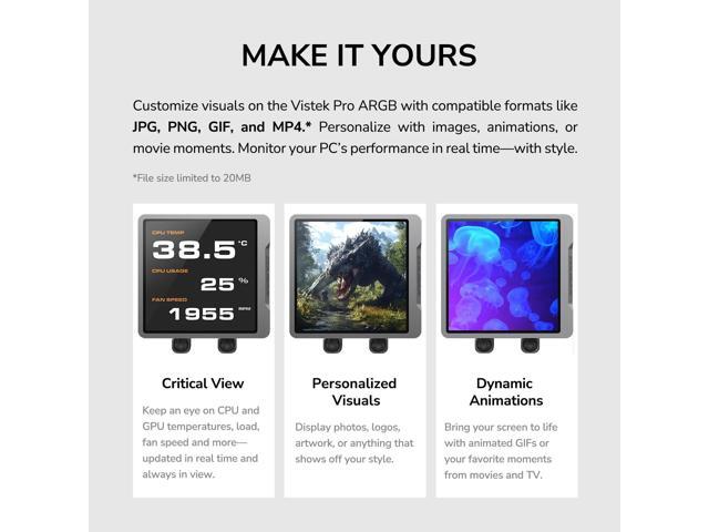 COUGAR CPU Liquid Cooler Poseidon Vistek Series, High-Definition, Real-Time System Monitoring, Customizable 3.95' IPS TFT LCD, AMD AM5, Intel LGA...