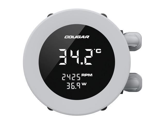 COUGAR CPU Liquid Cooler Poseidon Vistek Series, Real-Time System Monitoring, 1.9-inch Digital Display, Single-frame PWM Fans, AMD AM5, Intel LGA...