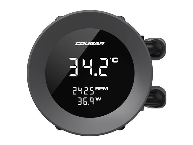 COUGAR CPU Liquid Cooler Poseidon Vistek Series, Real-Time System Monitoring, 1.9-inch Digital Display, Single-frame PWM Fans, AMD AM5, Intel LGA...