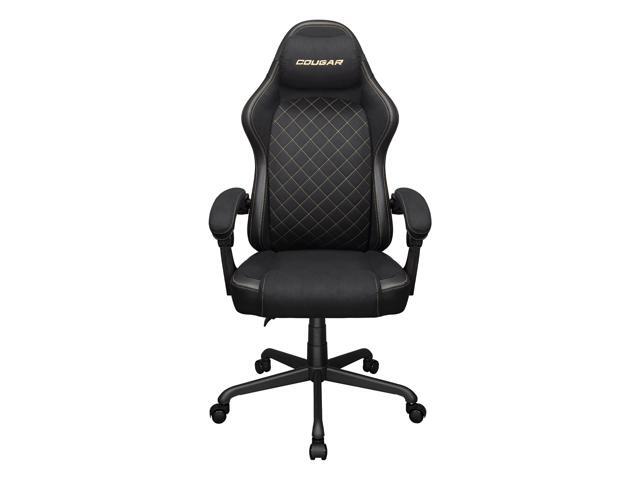 COUGAR Fusion EX Gold F Chair - Suede-like Fabric with Integrated Lumbar Support, Head Pillow Included, Linkage Armrests Sync with Backrest, Mute...