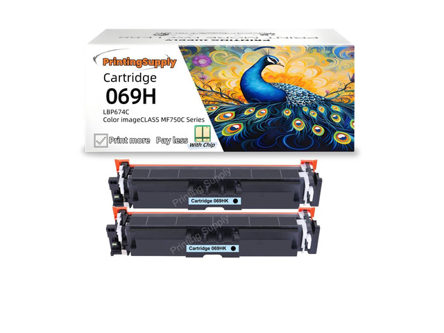 2 Pack 069H Black Toner Cartridge With Chip Compatible for Canon 069H imageCLASS MF752Cdw imageCLASS MF753Cdw MF751Cdw MF756Cx LBP673Cdw LBP674Cx ...