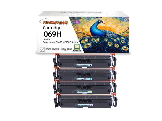 4 Pack 069H BKCMY Toner Cartridge With Chip Compatible for Canon 069H imageCLASS MF752Cdw imageCLASS MF753Cdw MF751Cdw MF756Cx LBP673Cdw LB P674Cx...