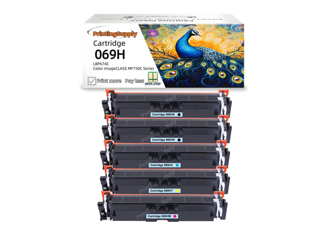 5 Pack 069H 2BK+CMY Toner Cartridge With Chip Compatible for Canon 069H imageCLASS MF752Cdw imageCLASS MF753Cdw MF751Cdw MF756Cx LBP673Cdw...