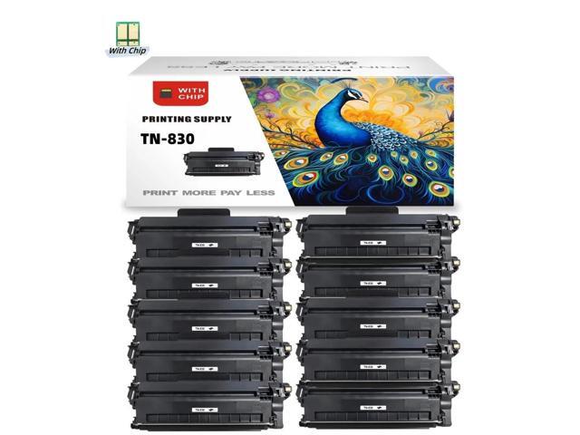 10 Pack TN-830 Black Toner Cartridge Compatible for Brother TN830 Fits for Brother HL-L2400D HL-L2405W HL-L2460DW HL-L2460DWXL HL-L2865DW...