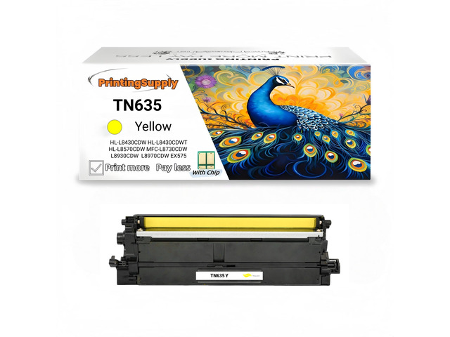 1 Pack TN635 Yellow Toner Cartridge Compatible for Brother TN635 Work with Brother HL-L8430CDW HL-L8430CDWT HL-L8570CDW MFC-L8730CDW L8930CDW...