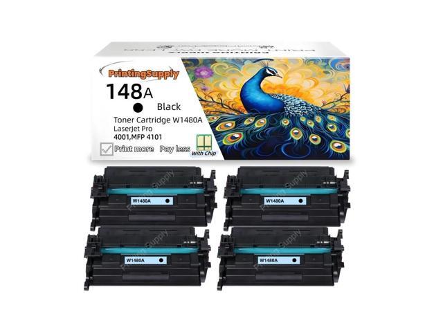 4-Pack Black Toner Cartridge (WITH CHIP) Compatible With HP W1480A For Use With HP LaserJet Pro 4001n, 4001dn, 4001dw, 4101fdn, 4101fdw