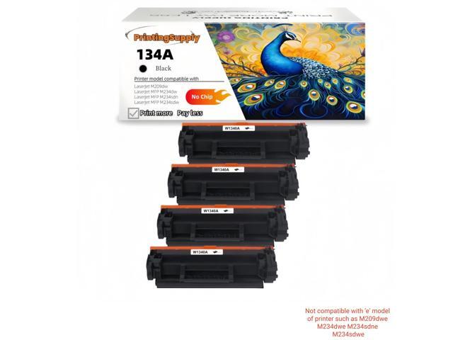 4 Pack134A Compatible Toner Cartridge Replacement for HP 134A (W1340A) *No Chip* Black, High-Quality Print, Works with HP LaserJet M209dw, MFP...