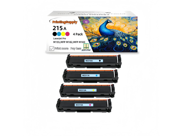 215A W2310A W2311A W2312A W2313A 4 Pack BKCMY Compatible Toner Cartridge Compatible for HP 215A W2310A W2311A W2312A W2313A, Work with HP M155...
