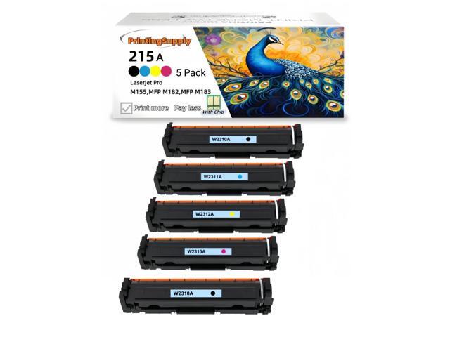 5 Pack 2BK+CMY 215A Compatible Toner Cartridge Compatible for HP 215A W2310A W2311A W2312A W2313A, Work with HP M155 M182 M183nw *With Chip*