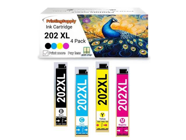 202XL T202XL High Yield Ink Cartridge Compatible for Epson 202 XL T202 XL Workforce WF-2860 Expression Home XP-5100 4 Pack 202XL BKCMY