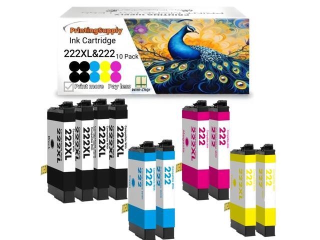 222XL 222 Ink Cartridge Compatible for Epson 222 XL 222 XL 222 Expression XP-5200 WorkForce Pro WF-2960 4 Pack 222XL+2 C+2 M+2 Y