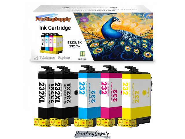 5PK 232XL & 232 BKCMY Ink Cartridges Compatible for Epson 232XL 232 XL T232XL T232 XL Expression Home XP-4200 XP-4205 WorkForce Pro WF-2930 WF-2950