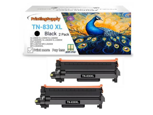 2 Pack High Yield TN-830 XL Black Toner Cartridge Compatible for Brother TN830 XL Fits for Brother HL-L2400D HL-L2405W HL-L2460DW HL-L2460DWXL...