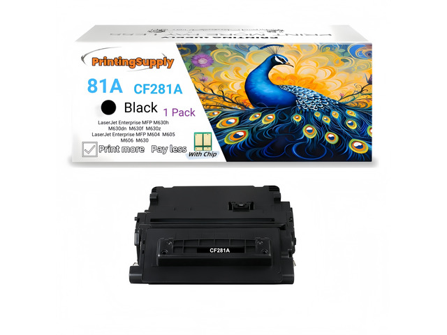 1 Pack 81A CF281A Black Toner Cartridge Compatible for HP 81A, Work with HP LaserJet Enterprise MFP M630h M630dn M630f M630z M604 M605 M606 M630