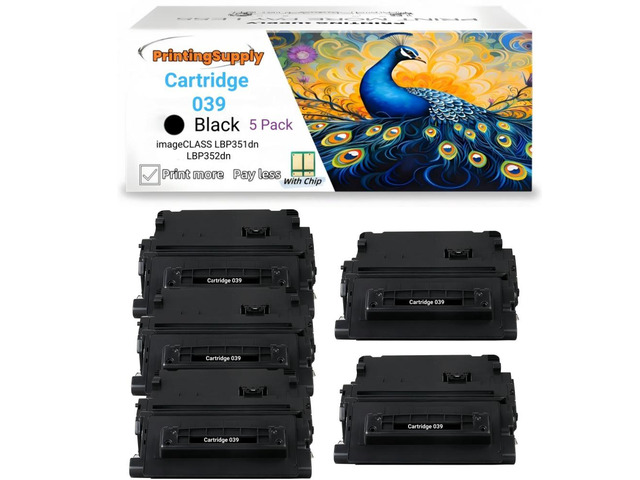5 Pack 039 Black Toner Cartridge Compatible for Canon Cartridge 039, Fits for Canon imageCLASS LBP351 LBP352 Printer