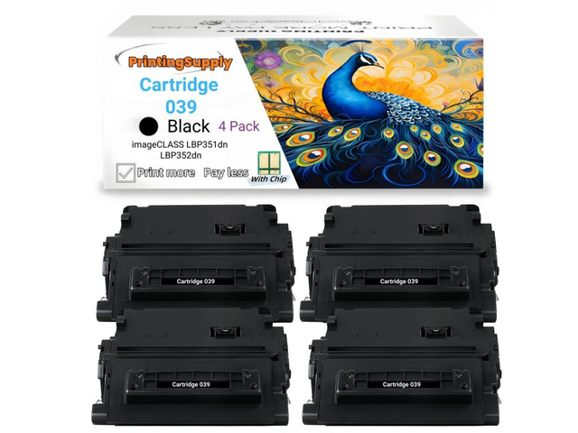 4 Pack 039 Black Toner Cartridge Compatible for Canon Cartridge 039, Fits for Canon imageCLASS LBP351 LBP352 Printer