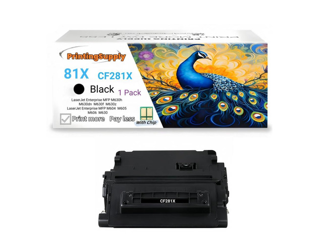 1 Pack 81X CF281X High Yield Black Toner Cartridge Compatible for HP 81X, Work with HP LaserJet Enterprise MFP M630h M630dn M630f M630z M605 M606 M630
