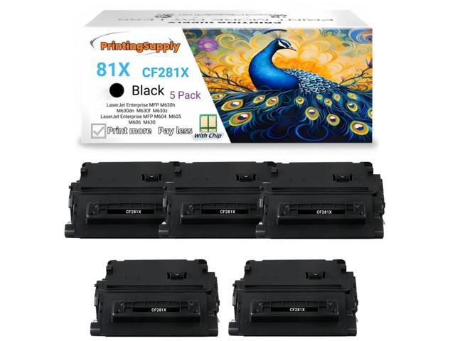 5 Pack 81X CF281X High Yield Black Toner Cartridge Compatible for HP 81X, Work with HP LaserJet Enterprise MFP M630h M630dn M630f M630z M605 M606...
