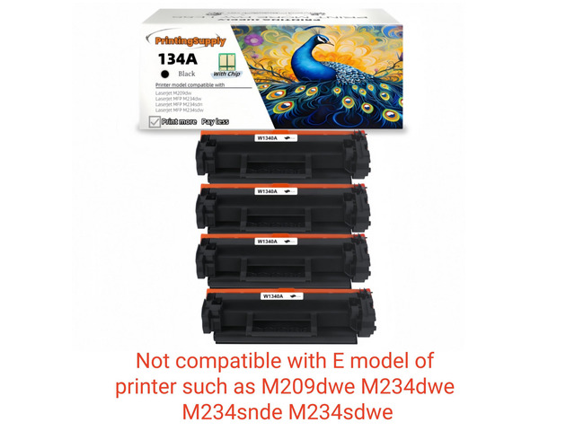 134A W1340A High Yield 4 Pack Black Toner Cartridge With Chip Compatible for HP 134A W1340A 134X W1340X Toner Cartridge Work with HP LaserJet...