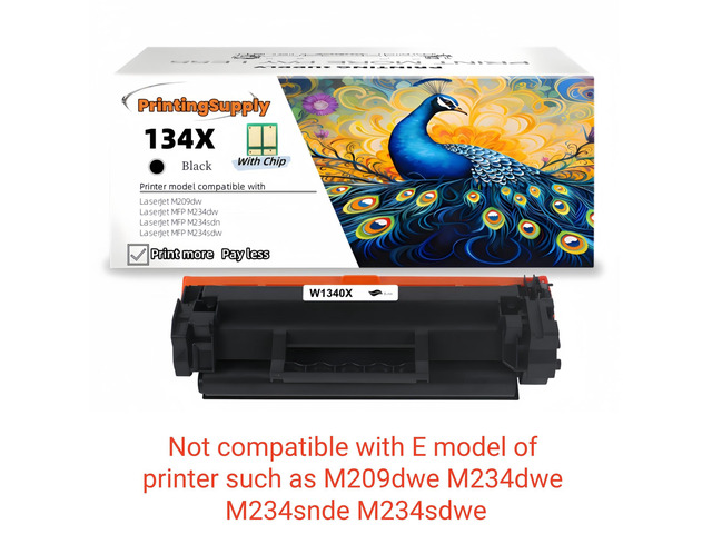134X Compatible Toner Cartridge Replacement for HP 134X W1340X *With Chip* Black, High-Yield Print, Works with HP LaserJet M209dw MFP M234dw...