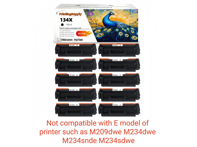 10 Pack 134X Compatible Toner Cartridge Replacement for HP 134X W1340X *No Chip* Black, High-Yield Print, Works with HP LaserJet M209dw MFP...