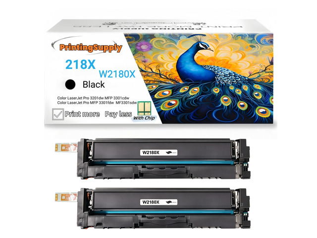 2 Pack W2180X New High Yield Black Toner Cartridge With Chip Compatible for HP W218X / W2180X, Work With HP Color LaserJet Pro 3210DW, MFP 3301cdw,...