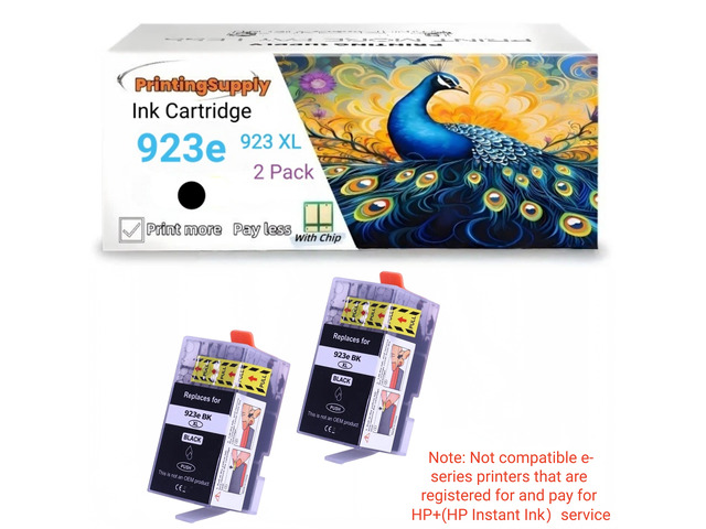 2 Pack 923e New High Yield Black ink Cartridge Compatible to HP 923e 923XL 923 XL Work with HP OfficeJet pro...