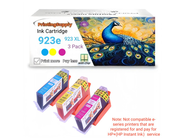 3 Pack 923e New High Yield CMY ink Cartridge Compatible to HP 923e 923XL 923 XL, Work with HP OfficeJet pro...