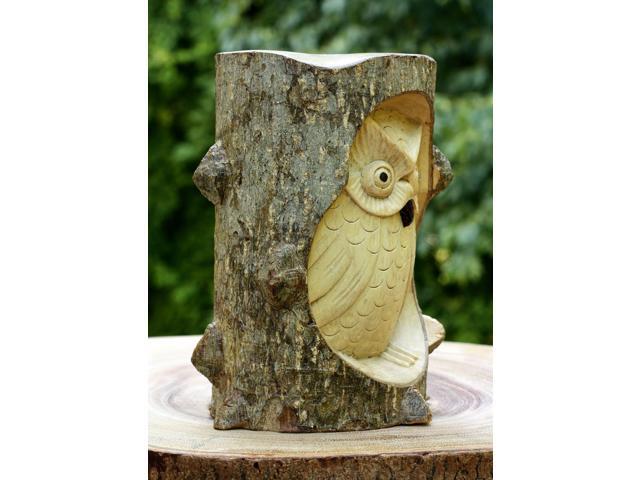 Unique Handmade Wooden Owl from Crocodile Wood Statue Figurine Hoot Sculpture Art Rustic Home Decor Accent Handcrafted Decoration