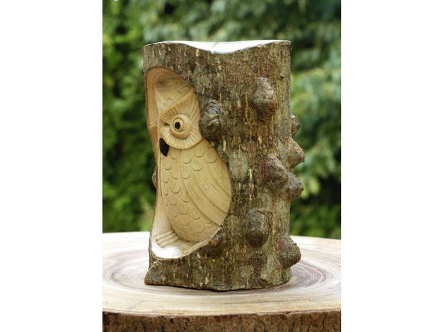 Unique Handmade Wooden Owl from Crocodile Wood Statue Figurine Hoot Sculpture Art Rustic Home Decor Accent Handcrafted Decoration