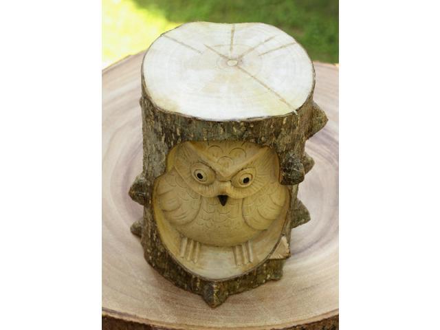 Unique Handmade Wooden Owl from Crocodile Wood Statue Figurine Hoot Sculpture Art Rustic Home Decor Accent Handcrafted Decoration