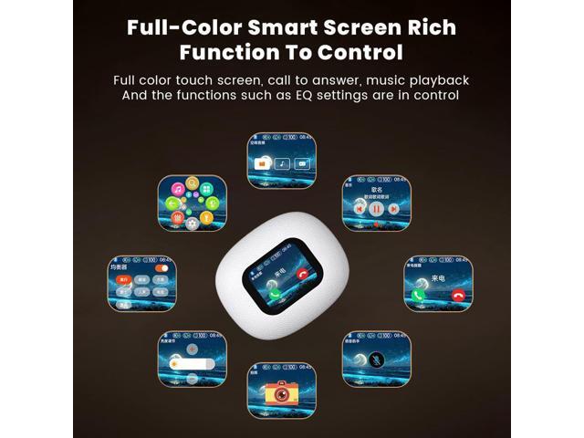 Mericonn Bluetooth 5.4 Earbuds with LED Smart Screen & ANC Noise Cancellation - Independent MP3 Mode, 48H Playtime, White
