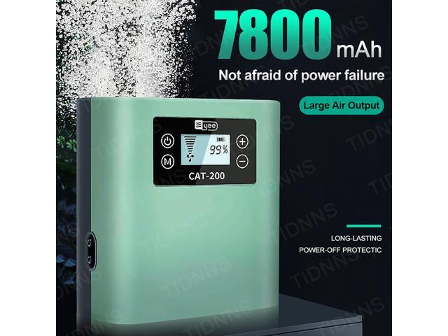 Mericonn Aquarium Air Pump - Rechargeable Battery & Intelligent AC/DC Switch, LCD Display, Ultra Silent with Adjustable Airflow for Freshwater &...